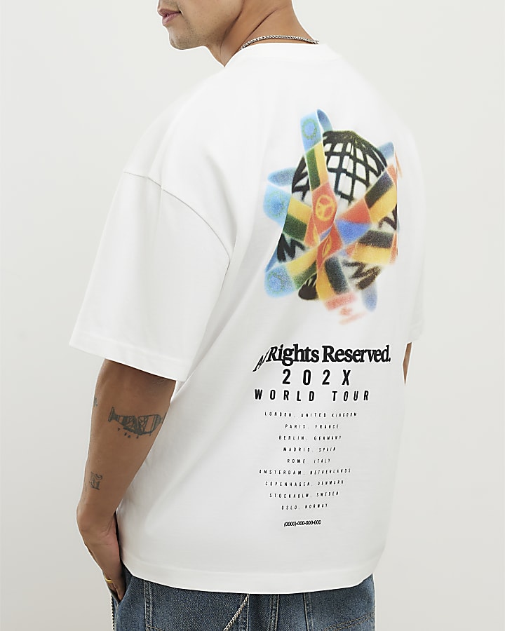 White Oversized Fit All Rights Flag T-Shirt