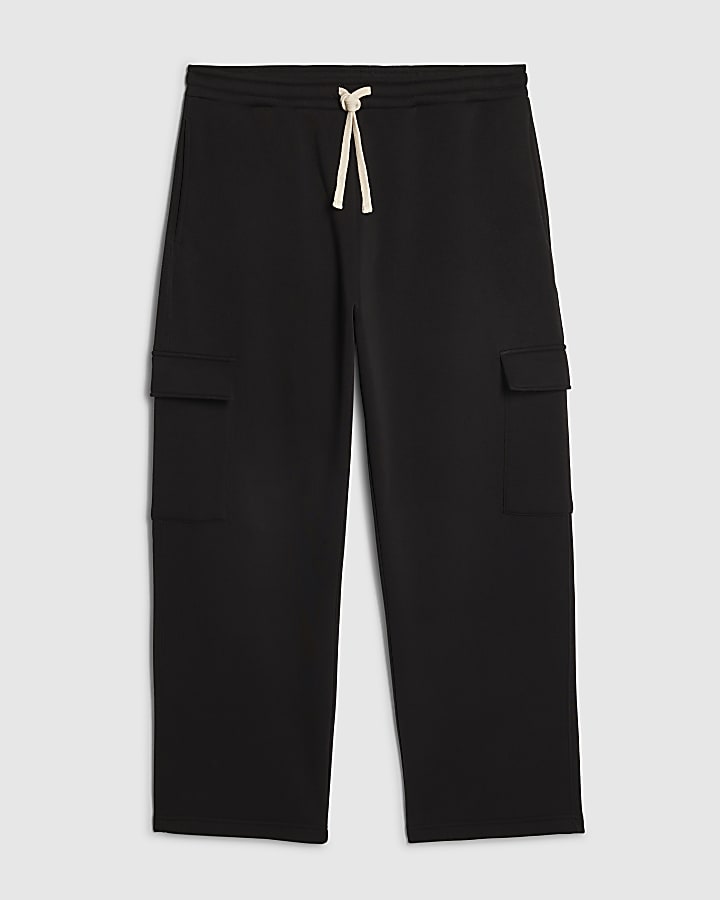 Black Wide Leg Cargo Joggers