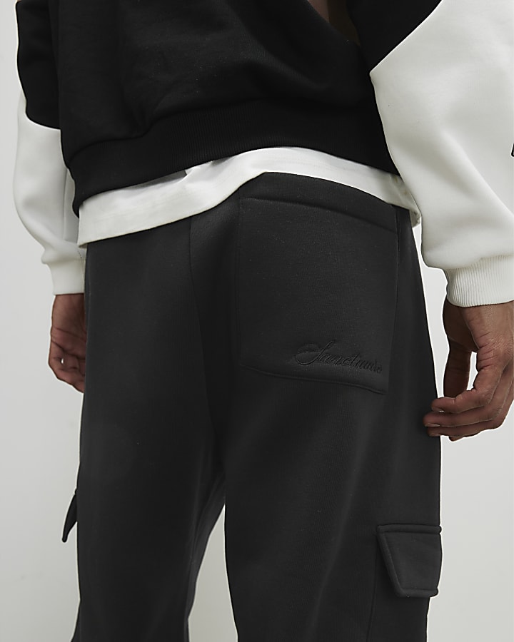 Black Wide Leg Cargo Joggers