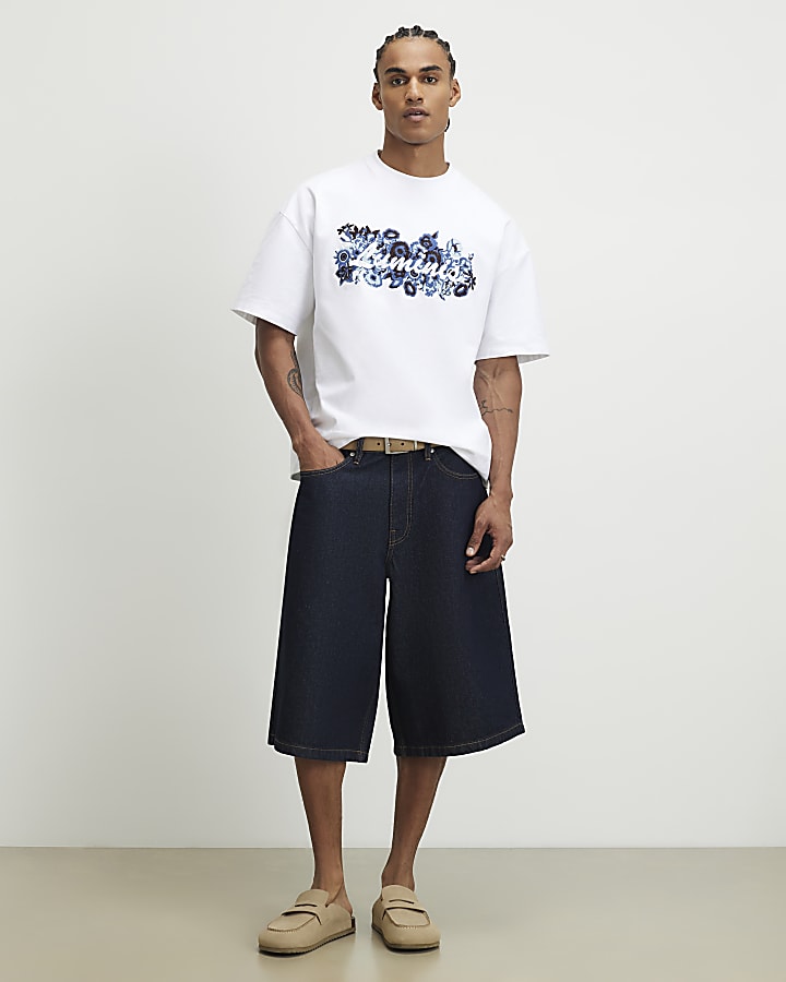 White Oversized Fit Floral Luminis T-Shirt