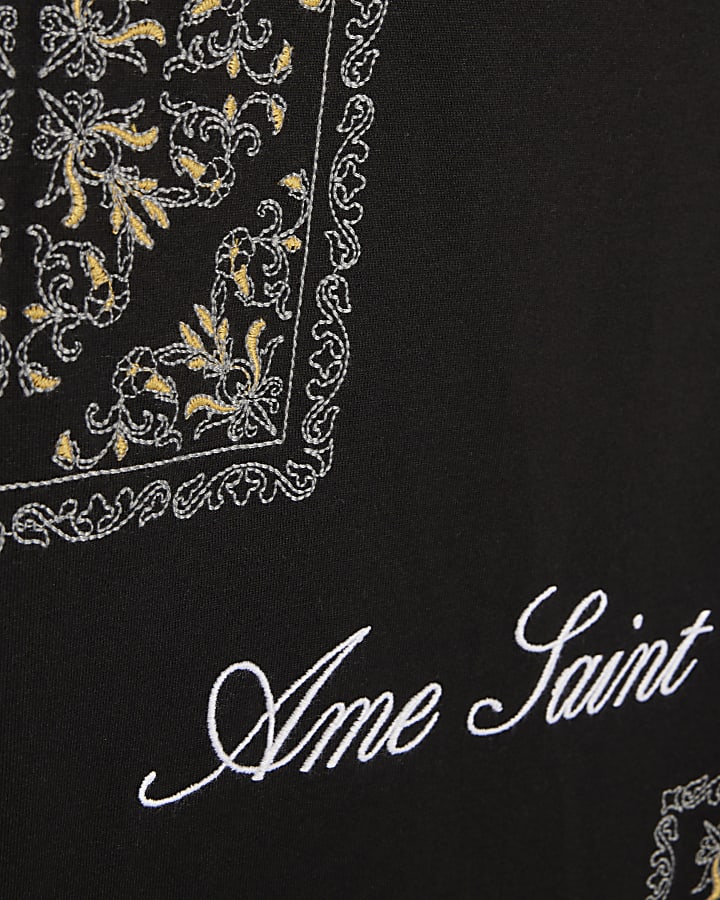 Black Ame Saint Tapestry T-Shirt