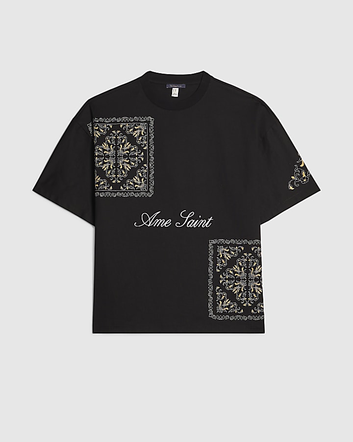 Black Ame Saint Tapestry T-Shirt