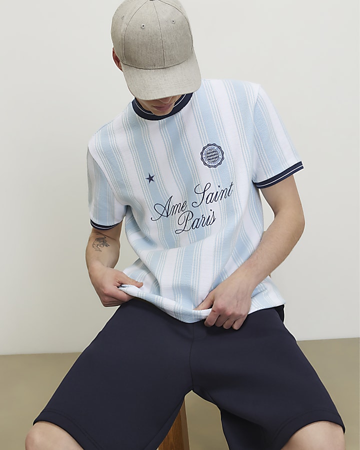 Blue Regular Fit Ame Saint Paris T-Shirt