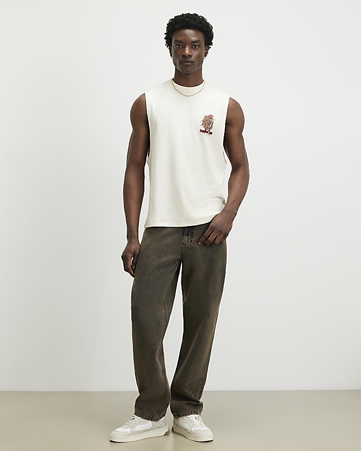 Cream Regular Fit Sapporo Tank Top