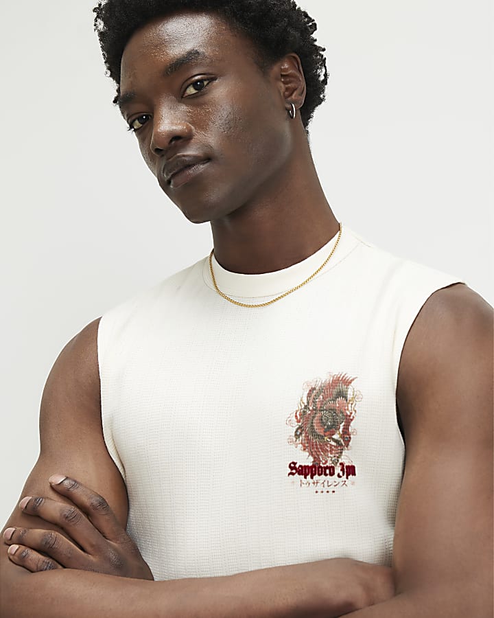 Cream Regular Fit Sapporo Tank Top