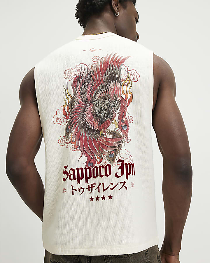 Cream Regular Fit Sapporo Tank Top