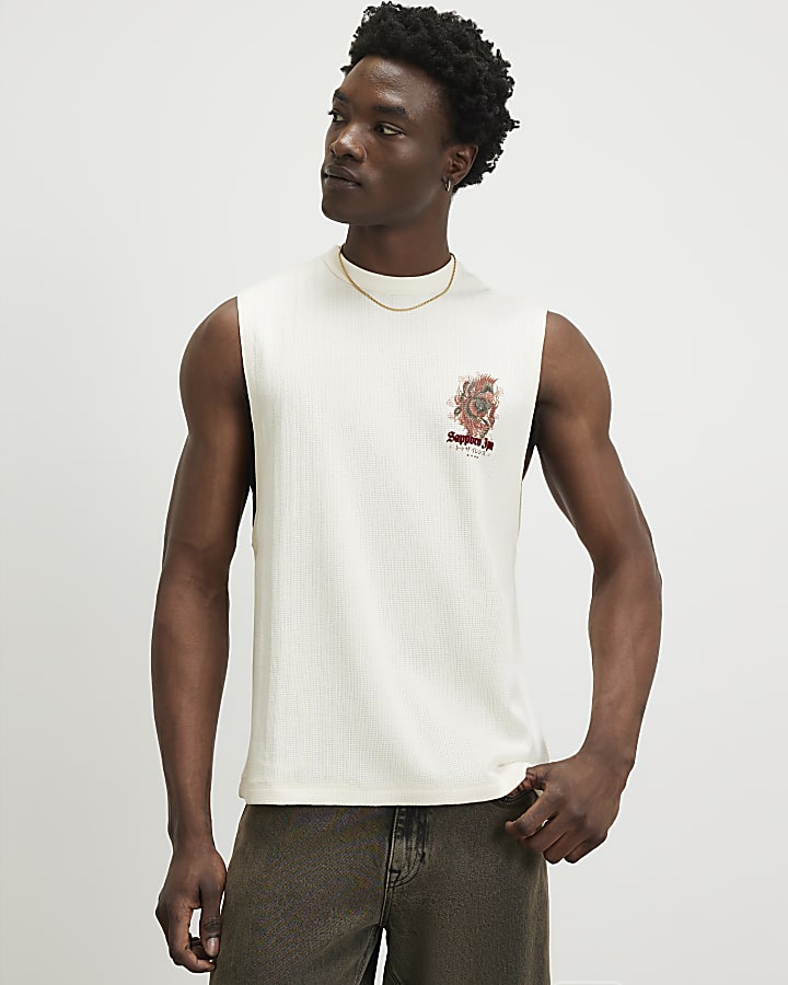 Cream Regular Fit Sapporo Tank Top