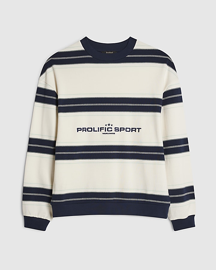 White Regular Fit Prolific Stripe Sweatshirt