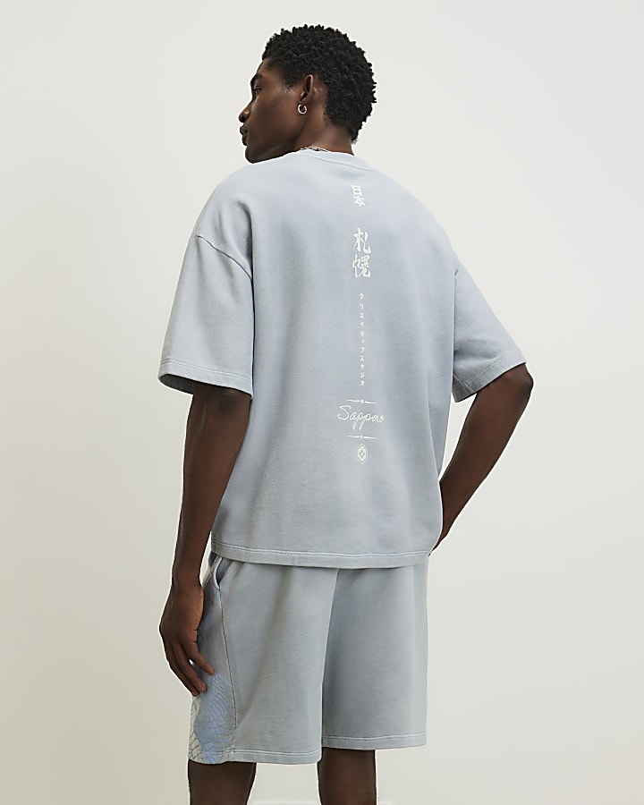 Blue Oversized Fit Yokosuka Washed T-shirt