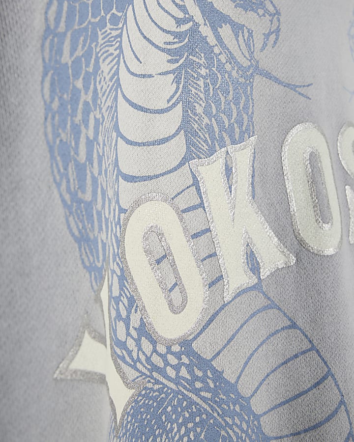 Blue Oversized Cotton Yokosuka Washed T-Shirt