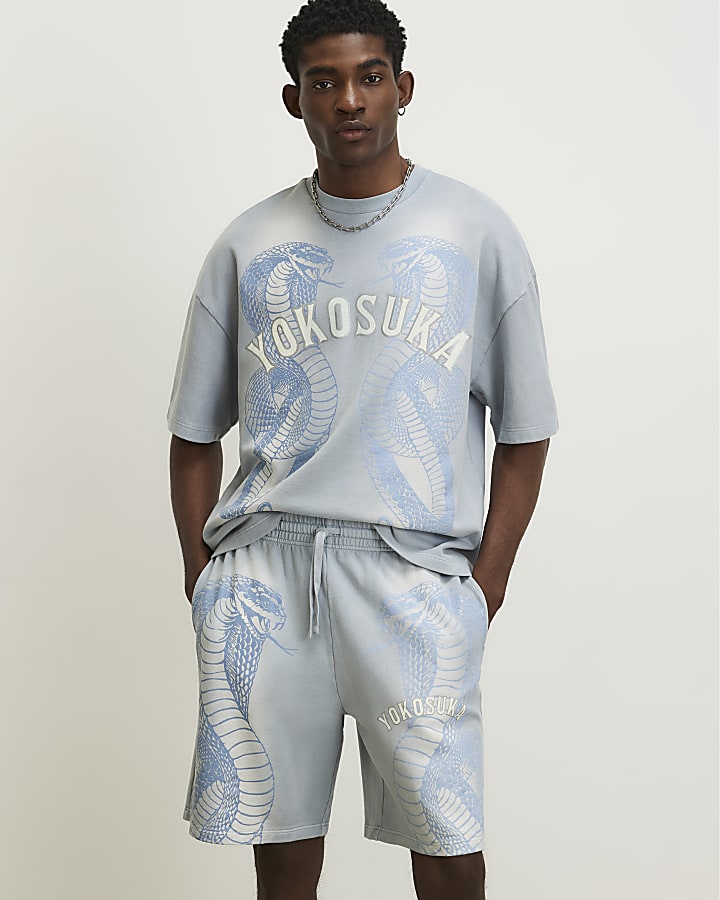 Blue Oversized Fit Yokosuka Washed T-shirt