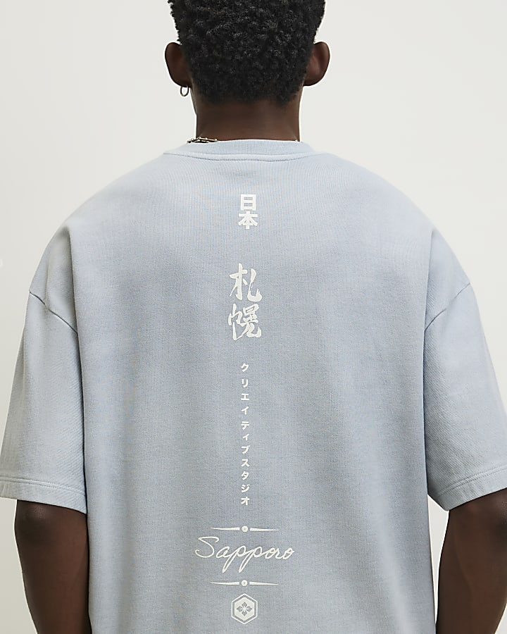 Blue Oversized Fit Yokosuka Washed T-shirt