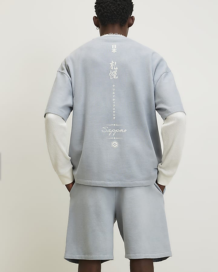 Blue Regular Fit Washed Yokosuka Shorts