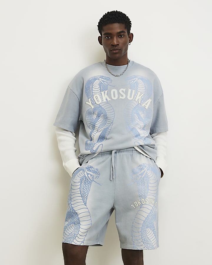 Blue Regular Fit Washed Yokosuka Shorts