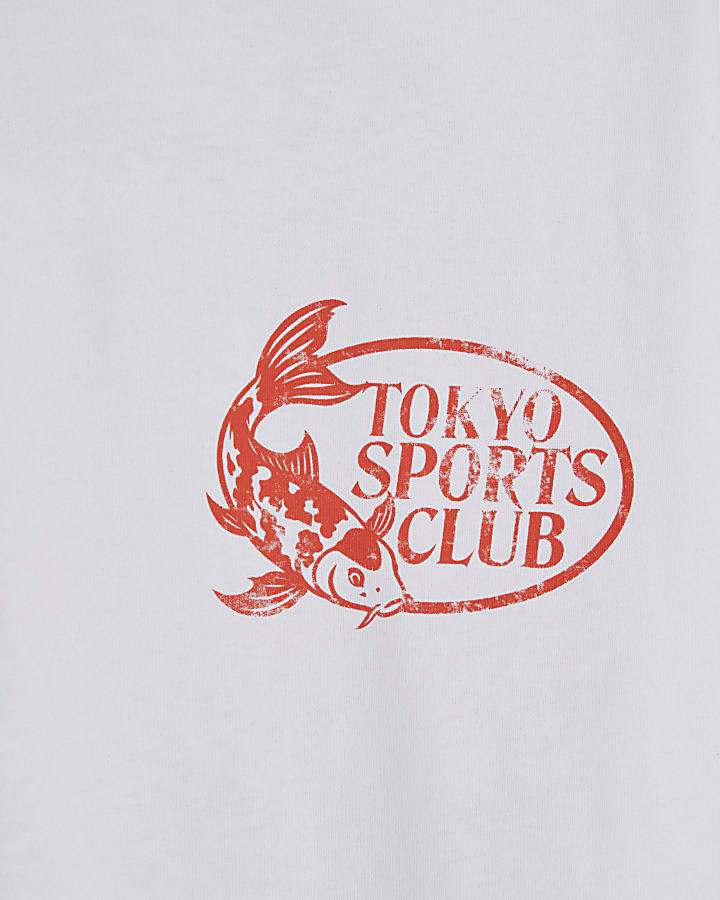 White Oversized Fit Tokyo Sports Fish T-Shirt