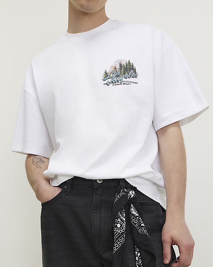 White Oversized Fit Fire House T-Shirt