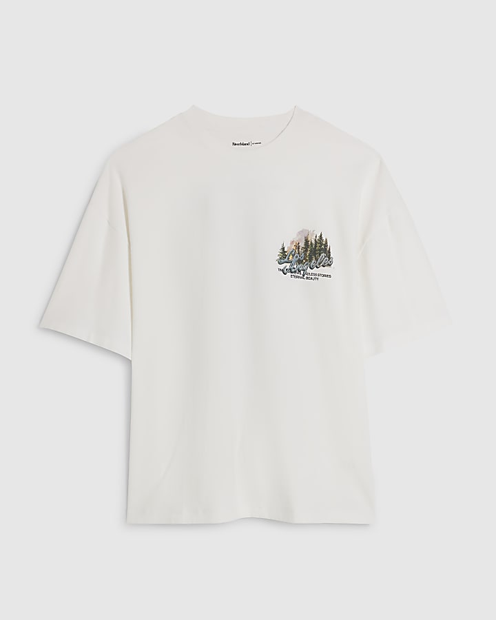 White Oversized Fit Fire House T-Shirt