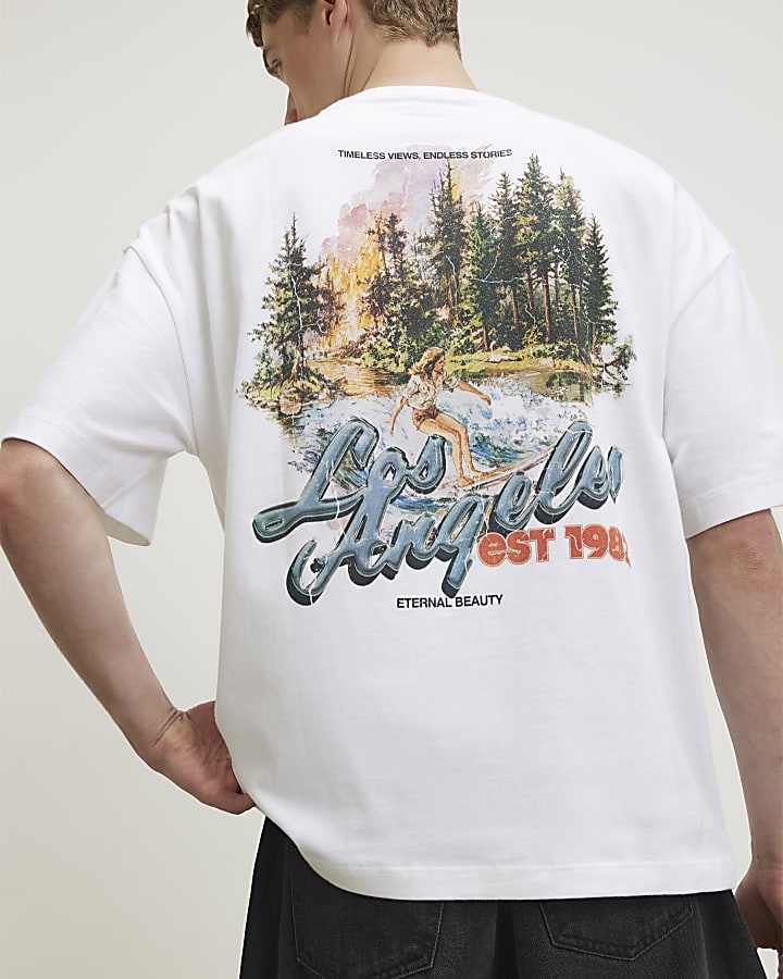 White Oversized Fit Fire House T-Shirt