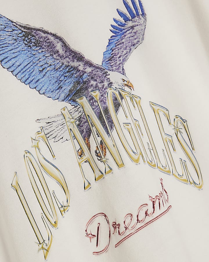 White Oversized Fit Midweight Eagle T-Shirt