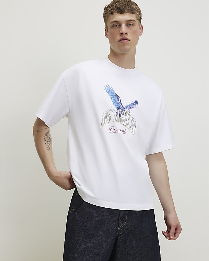 White Oversized Fit LA Eagle T-Shirt