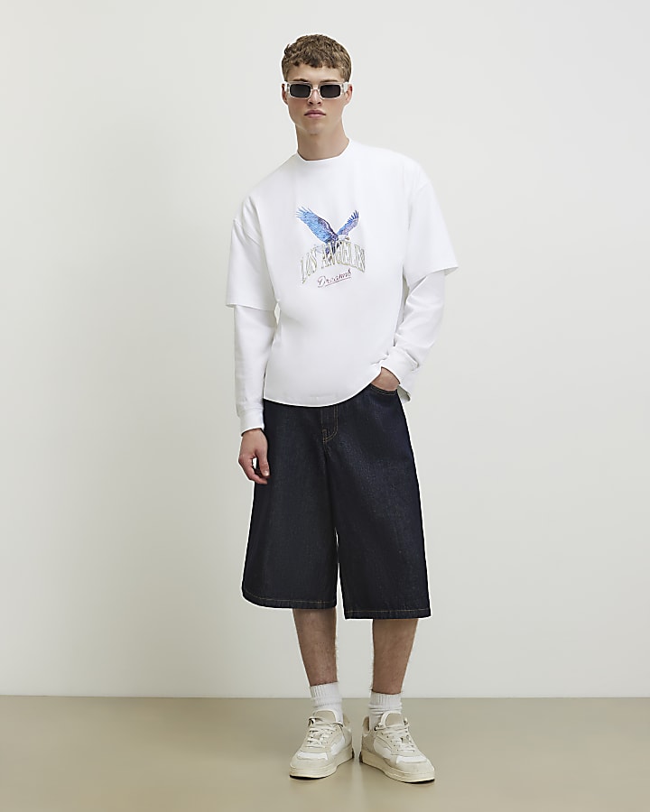 White Oversized Fit LA Eagle T-Shirt