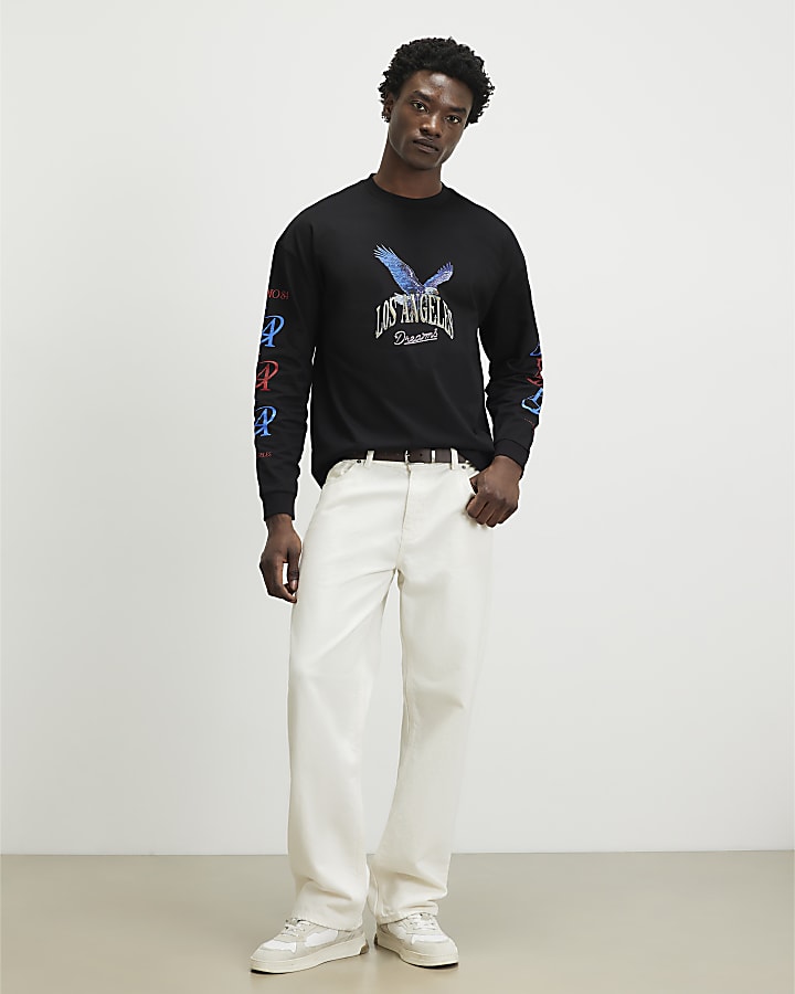 Black Oversized Fit LA Eagle T-Shirt