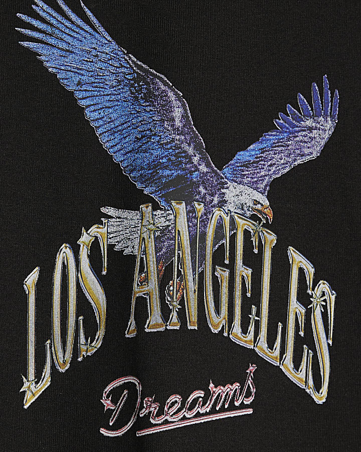 Black Oversized Fit LA Eagle T-Shirt