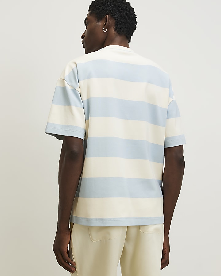 Blue Oversized Fit Stripe T-Shirt