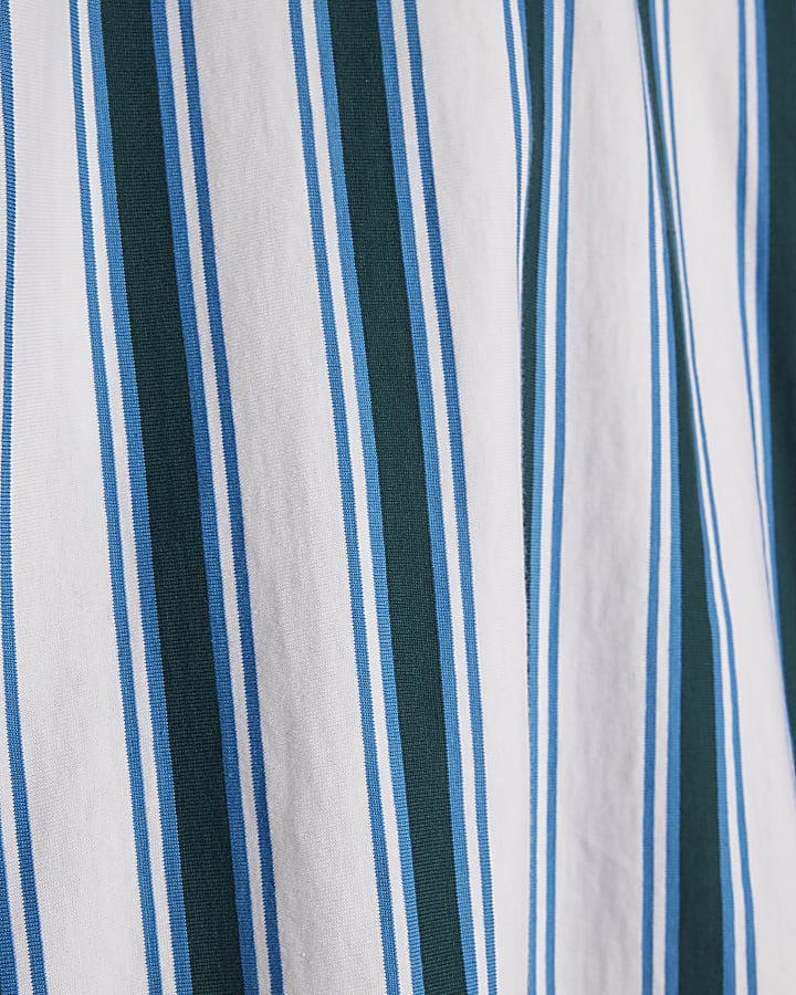 Blue Oversized Fit Vertical Stripe T-Shirt