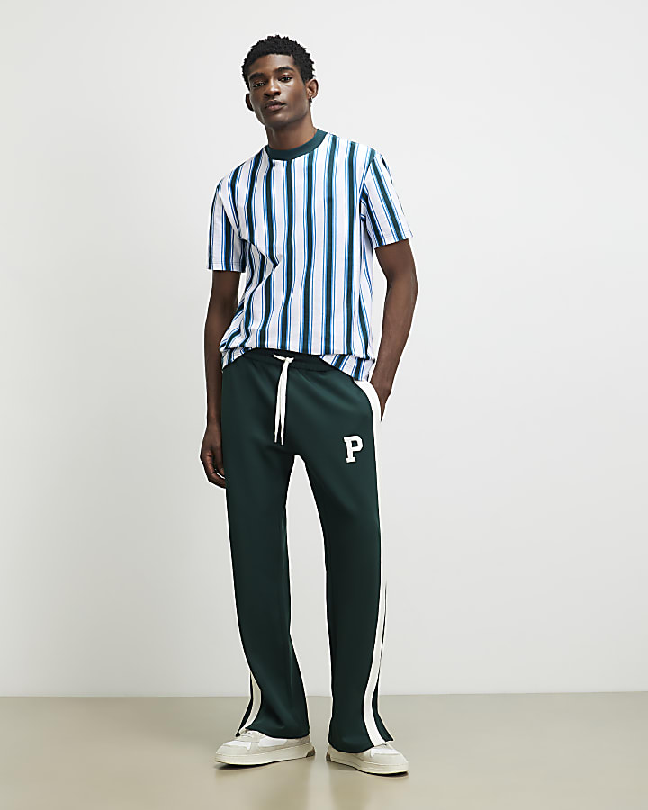 Blue Oversized Fit Vertical Stripe T-Shirt