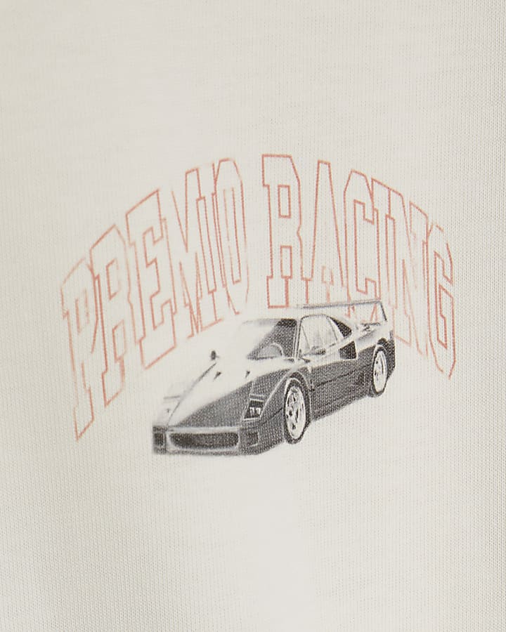 White Oversized Fit Premio Racing T-Shirt