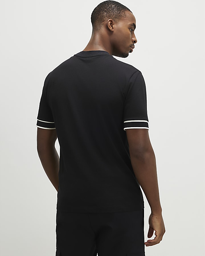 Black Slim Fit Casa Carta Pique T-Shirt