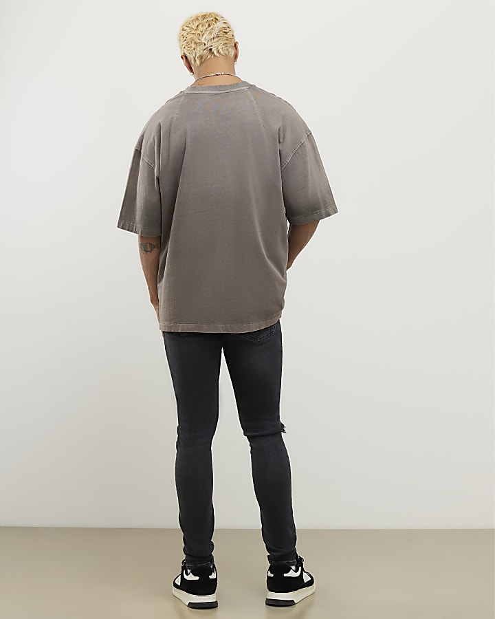 Black Spray On Rip Jeans