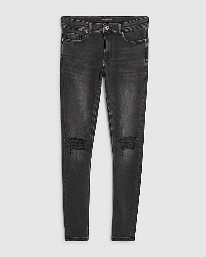 Black Super Skinny Rip Jeans