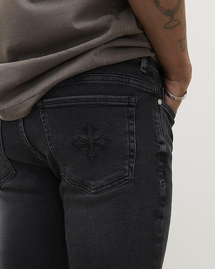 Black Spray On Rip Jeans