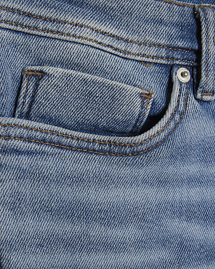 Blue Spray On Rip Jeans