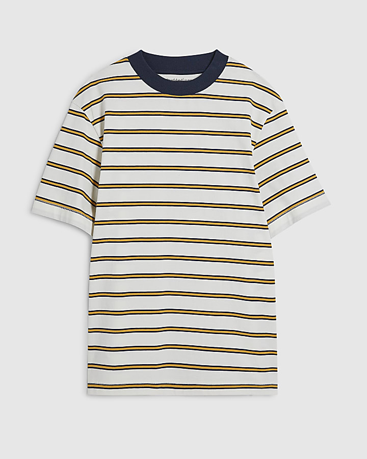 Yellow Heavyweight Regular Fit Stripe T-Shirt