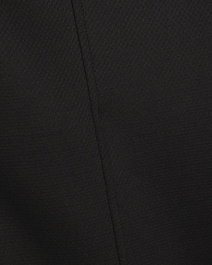 Black Slim Fit Textured Overshirt