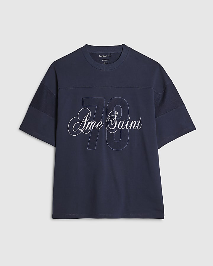 Navy Oversized Fit 78 Ame Saint T-Shirt