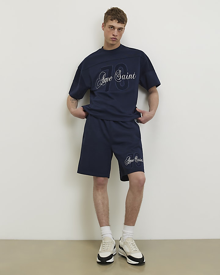 Navy Oversized Fit 78 Ame Saint T-Shirt