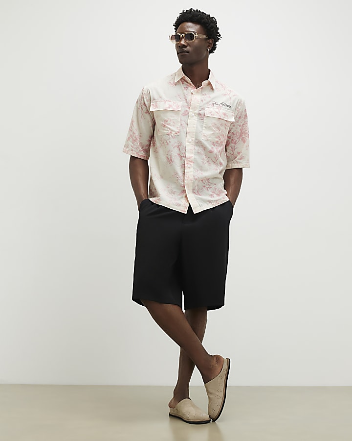 Pink Short Sleeve Floral Printed Shirt