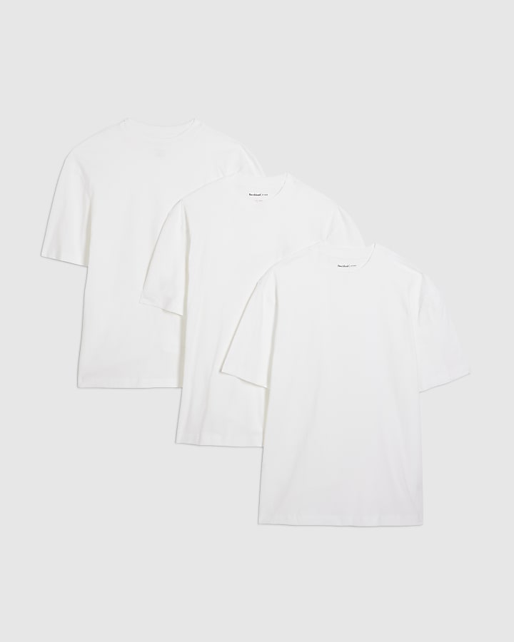 White Regular Fit Pack Of 3 T-Shirts