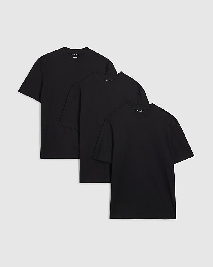 Black Regular Fit Pack Of 3 T-Shirts