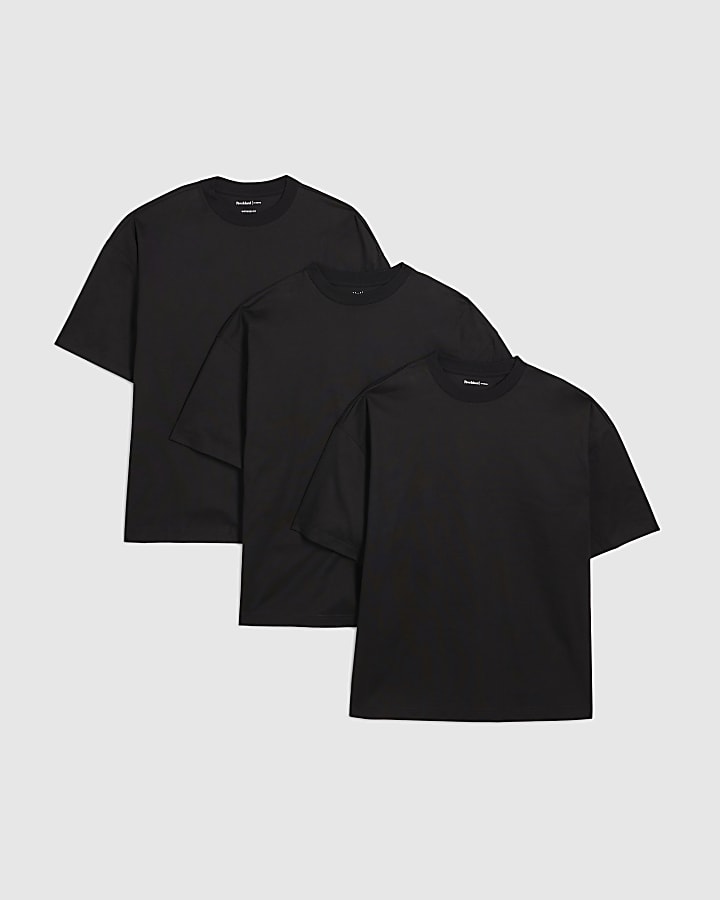 Black Oversized Fit Pack Of 3 T-Shirts