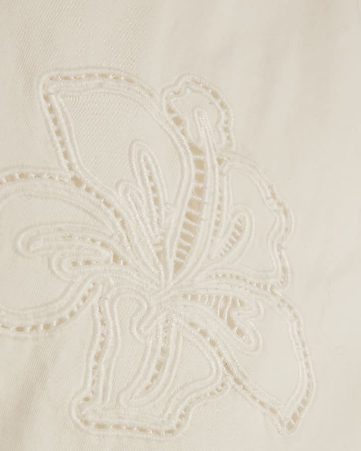 White Embroidered Shorts