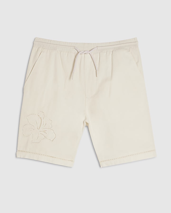 White Embroidered Shorts