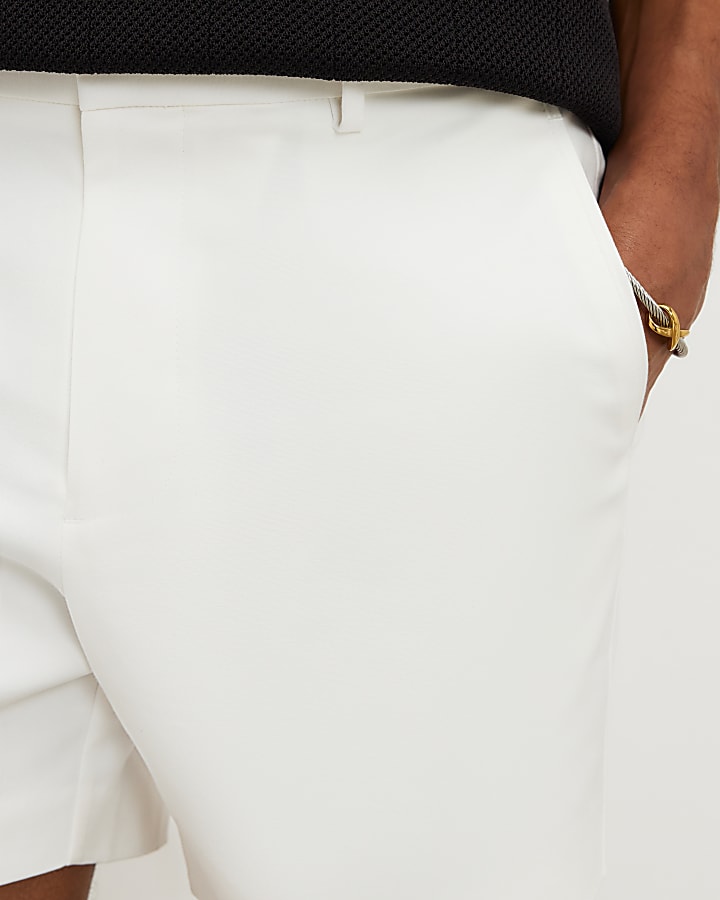 Cream Slim Fit Short Length Chino Shorts