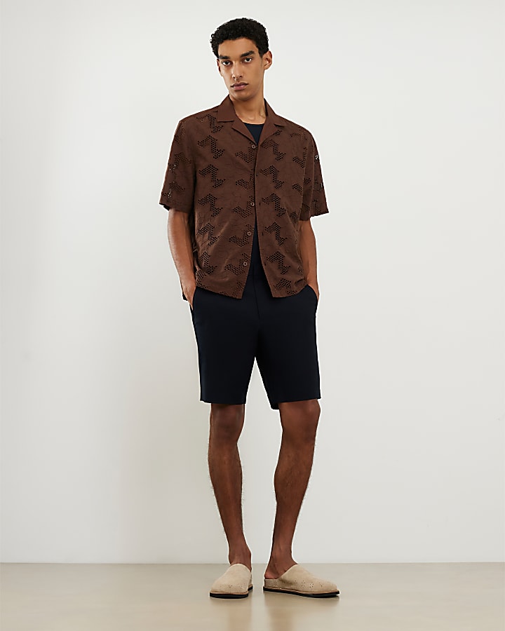 Navy Slim Fit  Chino Shorts