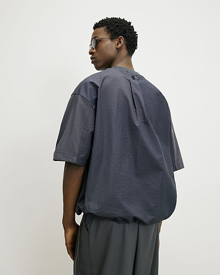 Grey RI Studio Oversize Nylon Blocked T-Shirt