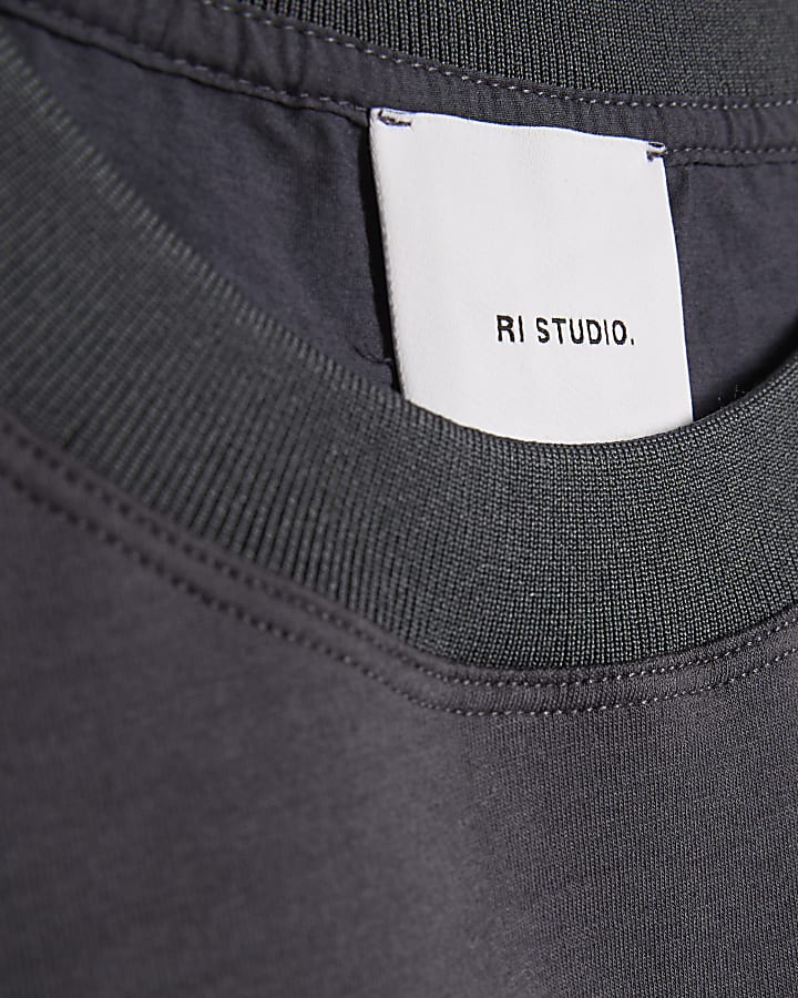 Grey RI Studio Oversize Nylon Blocked T-Shirt
